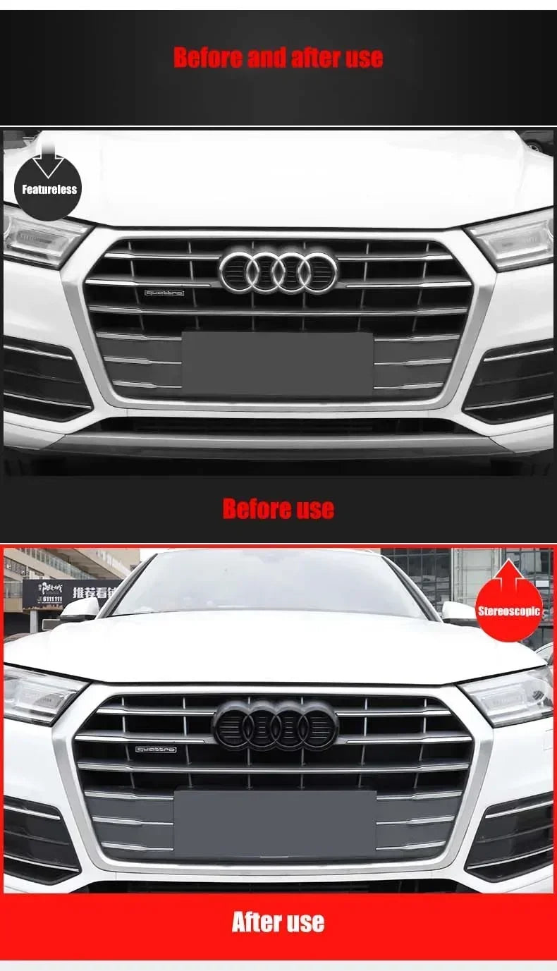 Accessori auto per Audi, Anello Griglia anteriore Badge Copertura Baule posteriore Vano adesivo