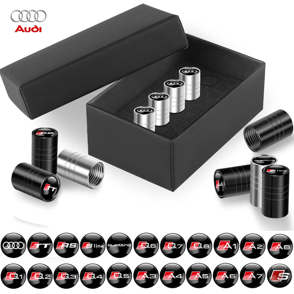 3D Metallo Auto Ruota Tappo Della Valvola Della Gomma Copertura Della Stelo D'aria Per Audi