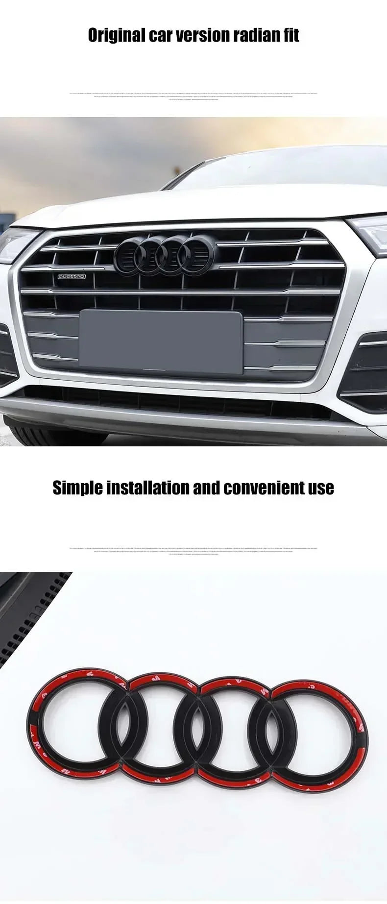 Accessori auto per Audi, Anello Griglia anteriore Badge Copertura Baule posteriore Vano adesivo