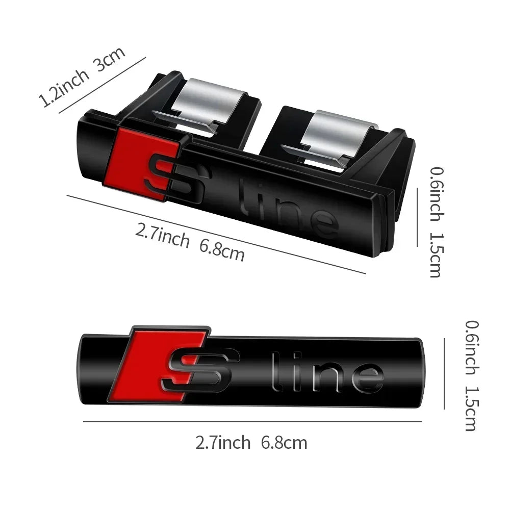 Audi Sline Argento/Nero 3D Decorazione Auto in Metallo Logo Adesivi Laterali Distintivi Decorativi Adatto per S6 S7 SQ5 SQ7 A3 A4 A5 A6 A7A8