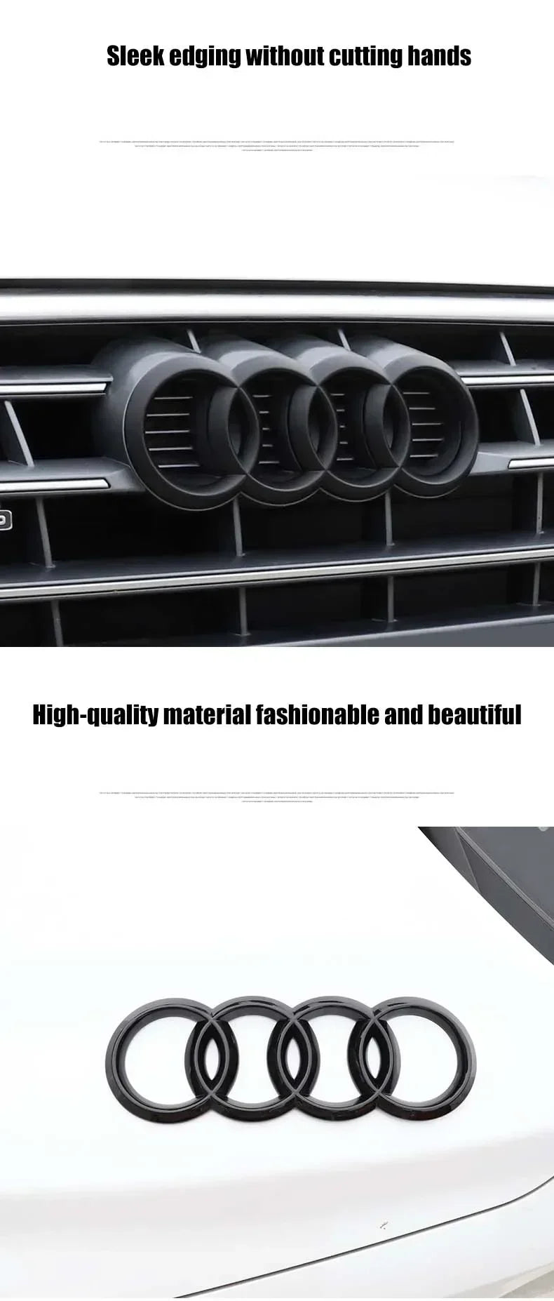 Accessori auto per Audi, Anello Griglia anteriore Badge Copertura Baule posteriore Vano adesivo