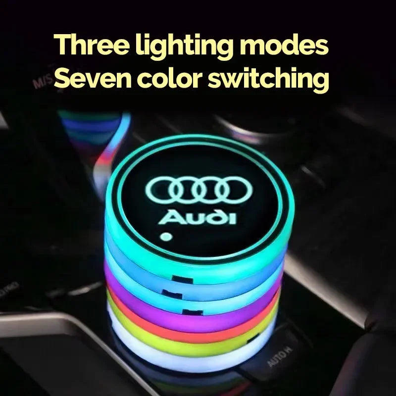 7 colori LED portabicchieri per auto luce luminosa sottobicchiere tazza d'acqua per Audi Sline A3 A4 A5 A6 A7 A8 Q3 Q5 Q7 S3 S4 S5 S6 S7 B6 B7