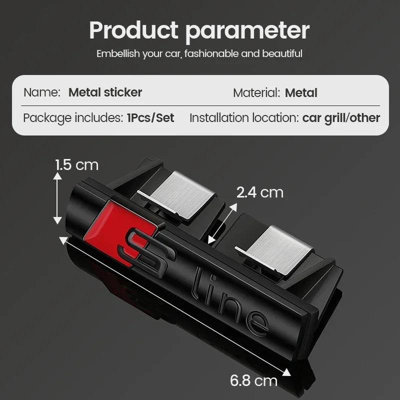 Audi Sline Argento/Nero 3D Decorazione Auto in Metallo Logo Adesivi Laterali Distintivi Decorativi Adatto per S6 S7 SQ5 SQ7 A3 A4 A5 A6 A7A8