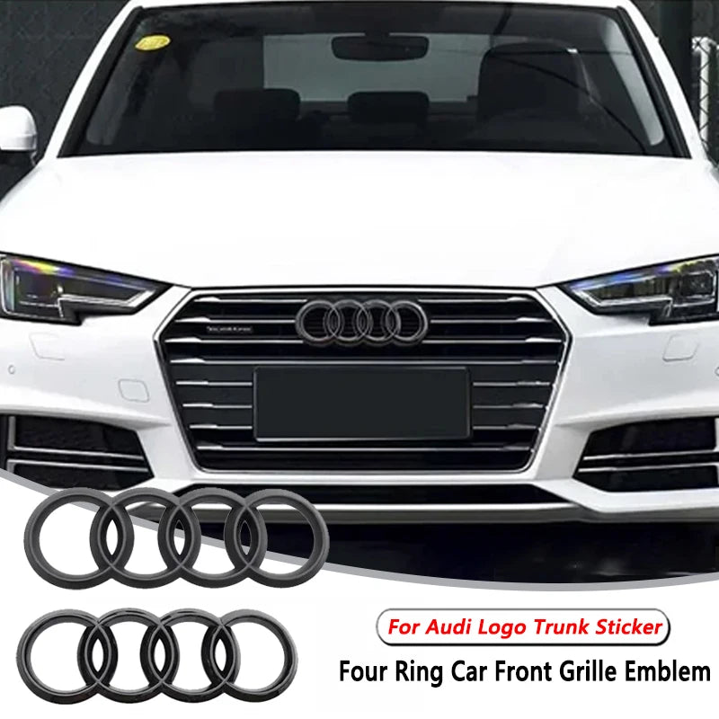 Accessori auto per Audi, Anello Griglia anteriore Badge Copertura Baule posteriore Vano adesivo