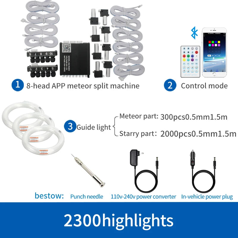 12V Auto Cielo Stellato Soffitto In Fibra Ottica Modificato Soffitto App Controllo Bluetooth Cielo Stellato Panoramico Tetto Apribile Ramo Sorgente Luminosa Macchina Luce Bianca Cielo Stellato lampada