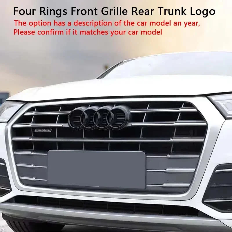 Accessori auto per Audi, Anello Griglia anteriore Badge Copertura Baule posteriore Vano adesivo