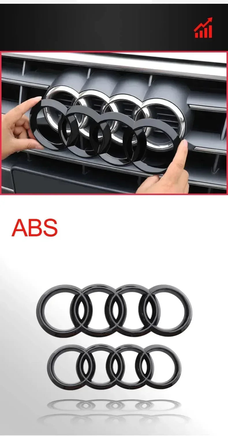 Accessori auto per Audi, Anello Griglia anteriore Badge Copertura Baule posteriore Vano adesivo