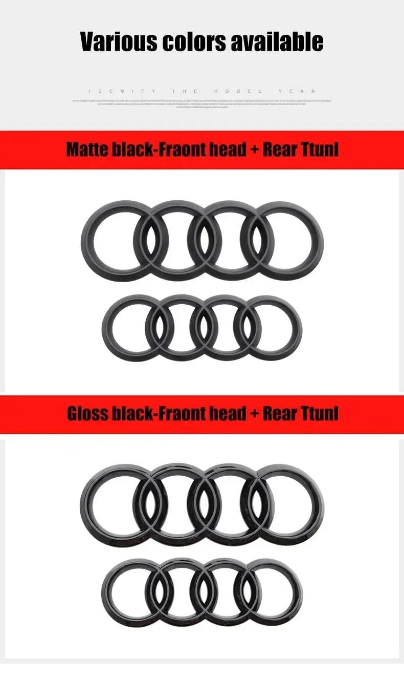 Accessori auto per Audi, Anello Griglia anteriore Badge Copertura Baule posteriore Vano adesivo