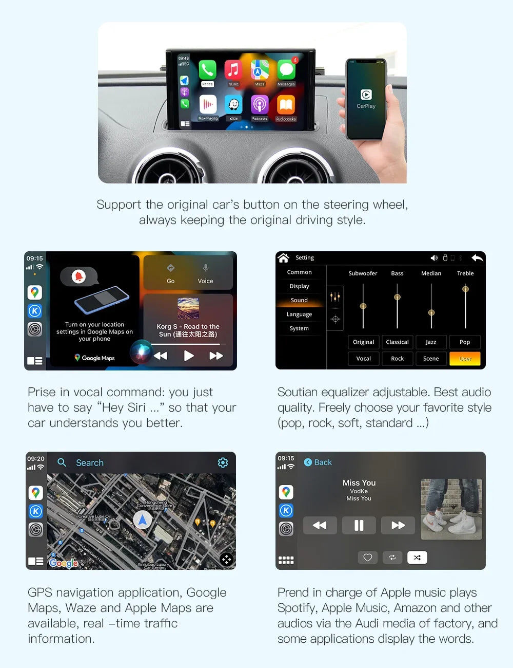 CarPlay wireless per Audi, interfaccia Android automatica per Audi
