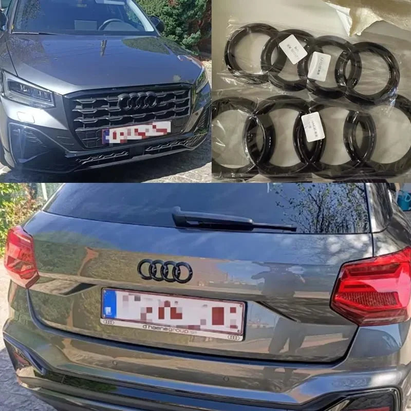 Accessori auto per Audi, Anello Griglia anteriore Badge Copertura Baule posteriore Vano adesivo