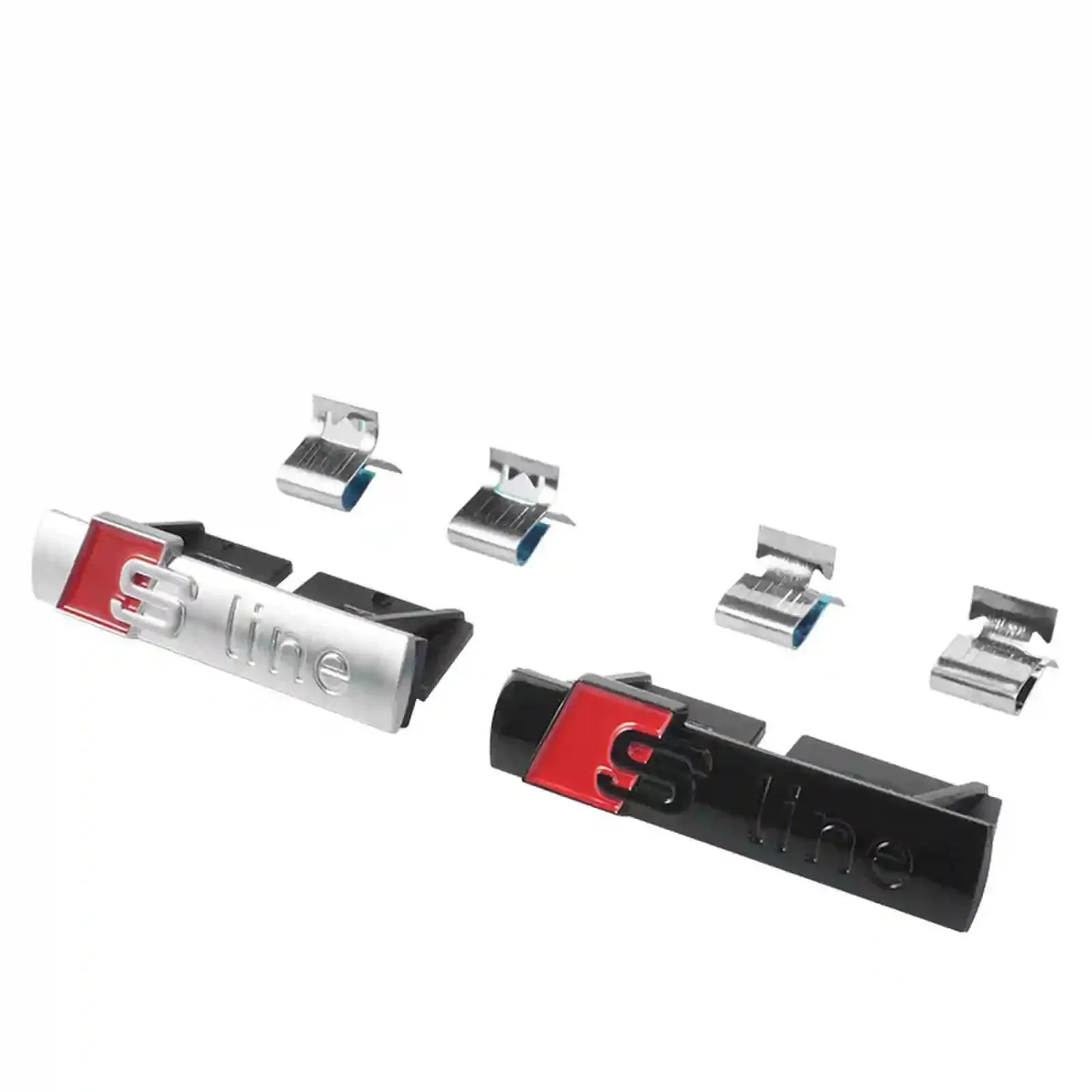 Audi Sline Argento/Nero 3D Decorazione Auto in Metallo Logo Adesivi Laterali Distintivi Decorativi Adatto per S6 S7 SQ5 SQ7 A3 A4 A5 A6 A7A8